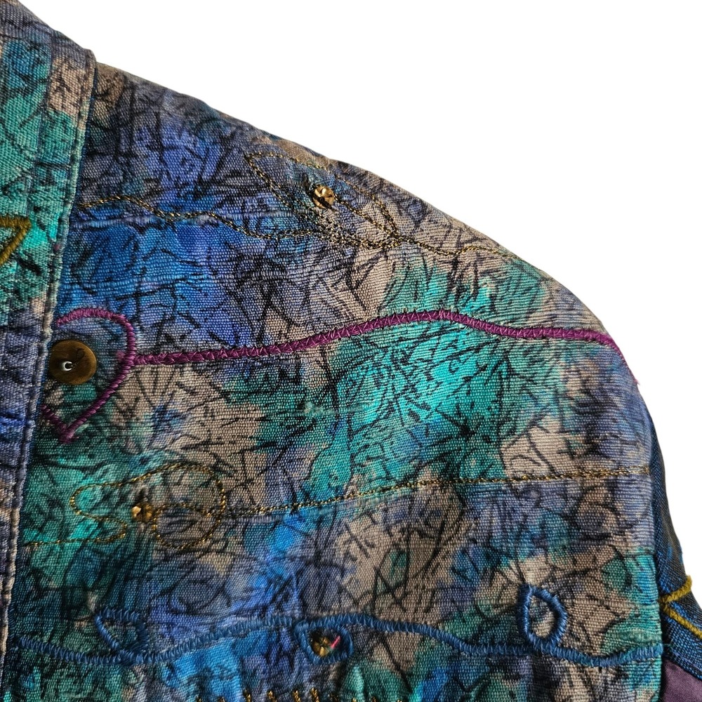 Chico's Patchwork Jacket Embroidered Button Up Bo… - image 5